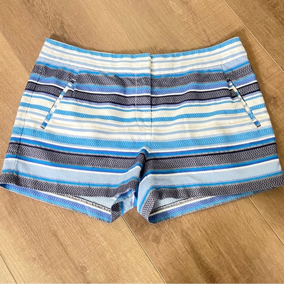 J.‎ CREW Shorts Women Sz 10 Blue White Zig Zag Stripe # 09314 Cotton Blend 34x3” - Picture 11 of 12